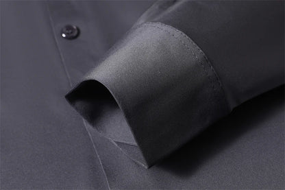 Camisa casual de negocios lisa de manga larga para hombre