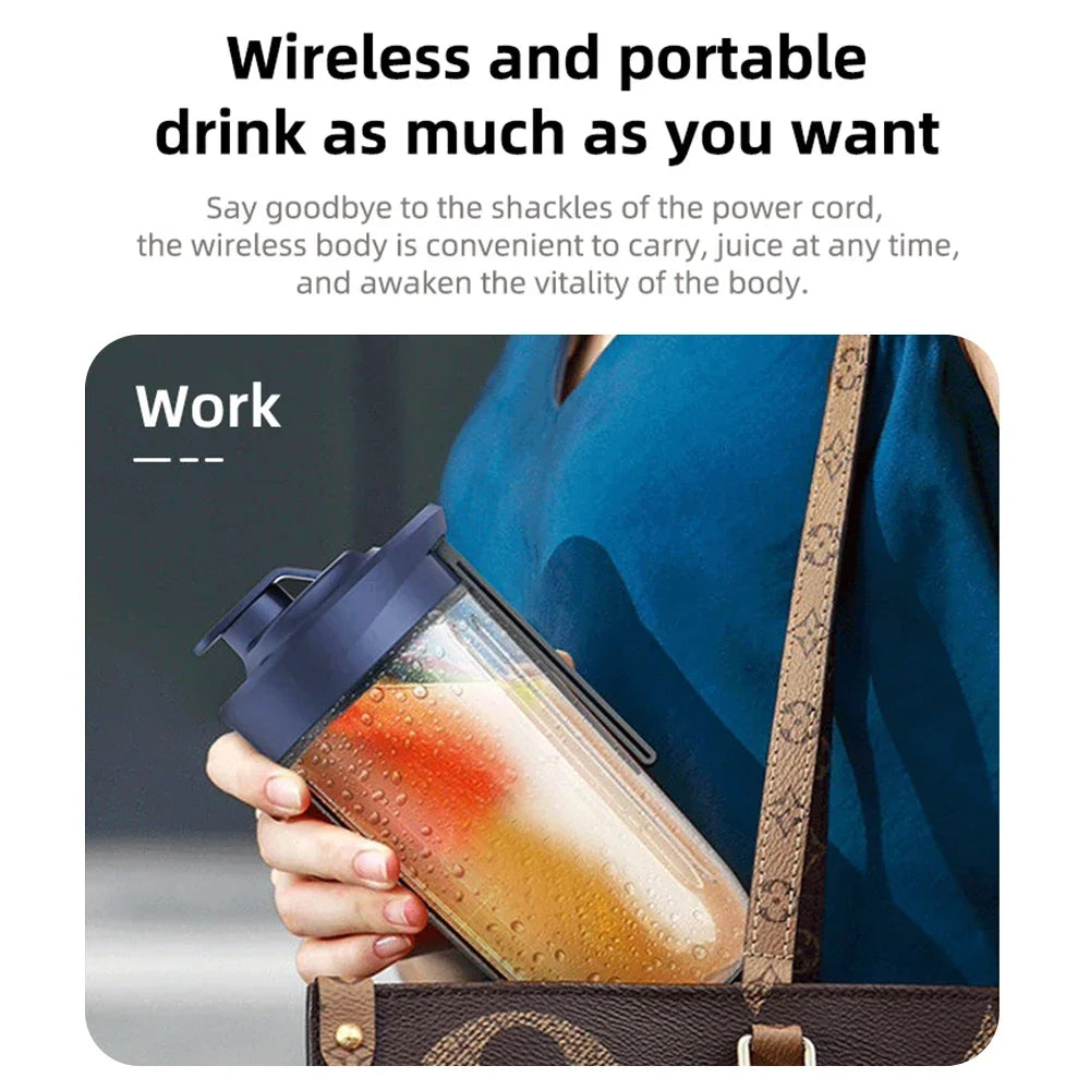 Portable Blender – USB-C Rechargeable 6-Blade Smoothie Maker with 2 Travel Cups