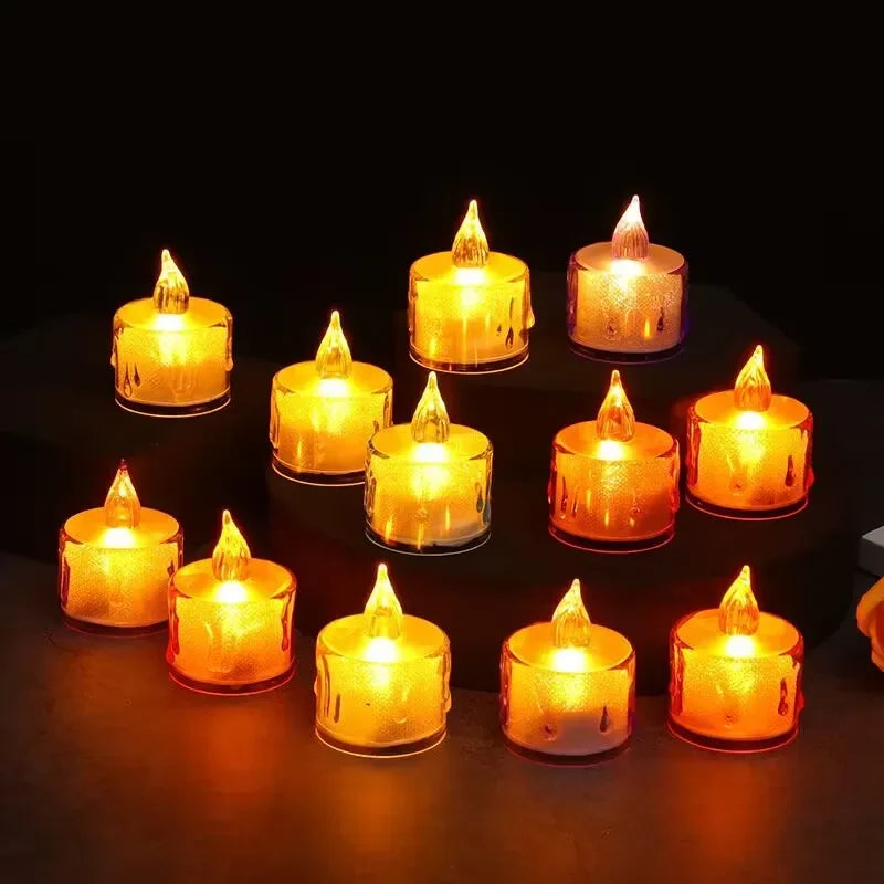 LED Flameless Pillar Candles Realistic Flickering Plastic Candle Night Light for Home Party Wedding Christmas Halloween Decor ﻿