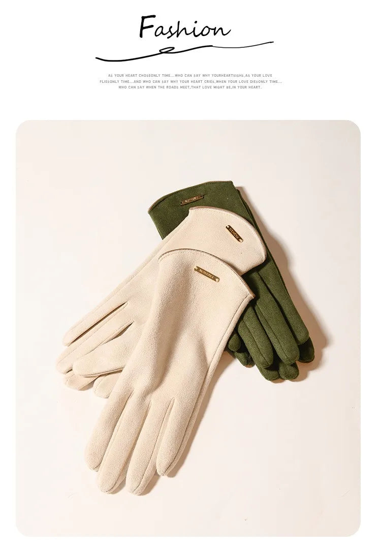 Women's Windproof Suede-Feel Touchscreen Gloves