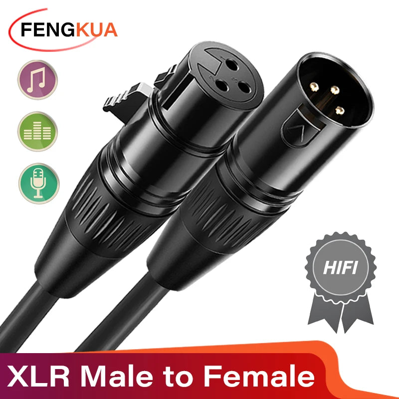 XLR Microphone Cable – Male to Female, 0.5 to 10 m
