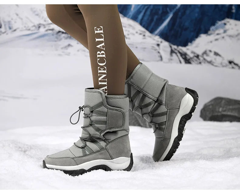Brand Men's Winter Shoes Waterproof Men's Boots Warm Plush Couple Snow Boots Outdoor Non-slip Hiking Boots Men Work Ankle Boots