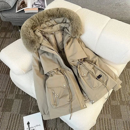 Parka corta acolchada con capucha para mujer OKXGNZ