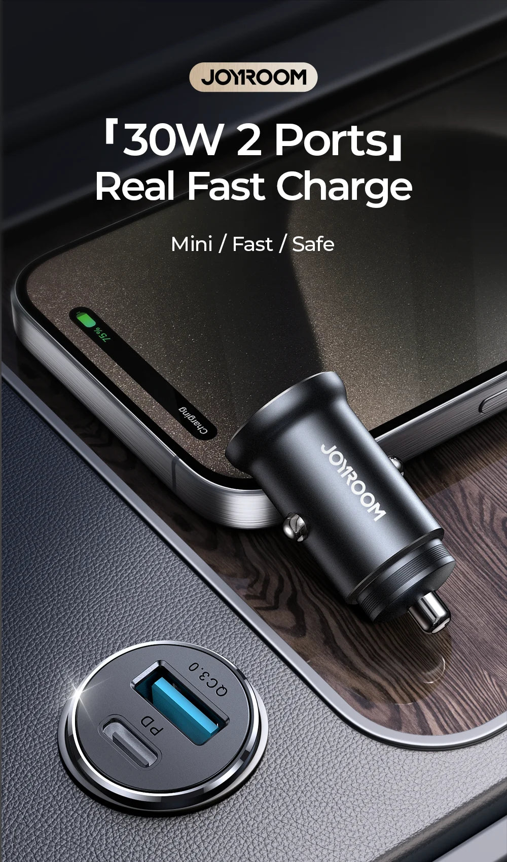 JOYROOM 30W Mini Dual-Port Car Charger