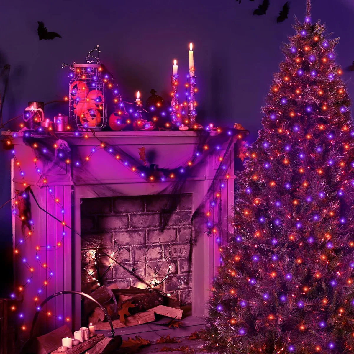 Purple & Orange Halloween LED String Lights – Battery Powered, 5 m to 20 m