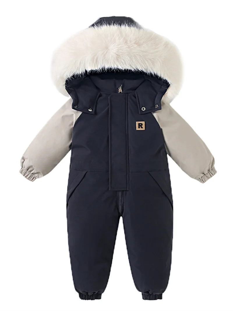 Children Ski Suit Winter Autumn Plus Velvet Boys Jumpsuit Warm Kids Clothes Waterproof Baby Overalls Hooded Girls Snowsuit 1-5Y