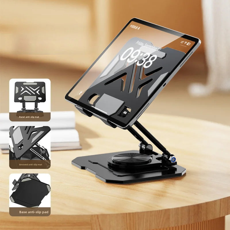 Sturdy 360° Rotation Laptop Stand Adjustable Foldable Notebook Holder Space-saving Durable Desktop Riser for 10-17 Inch Laptops