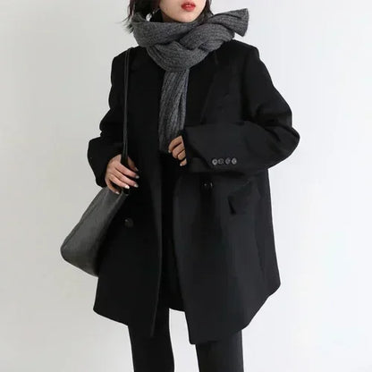 CHIC VEN Damen-Langmantel aus Wollmischung mit einem Knopf