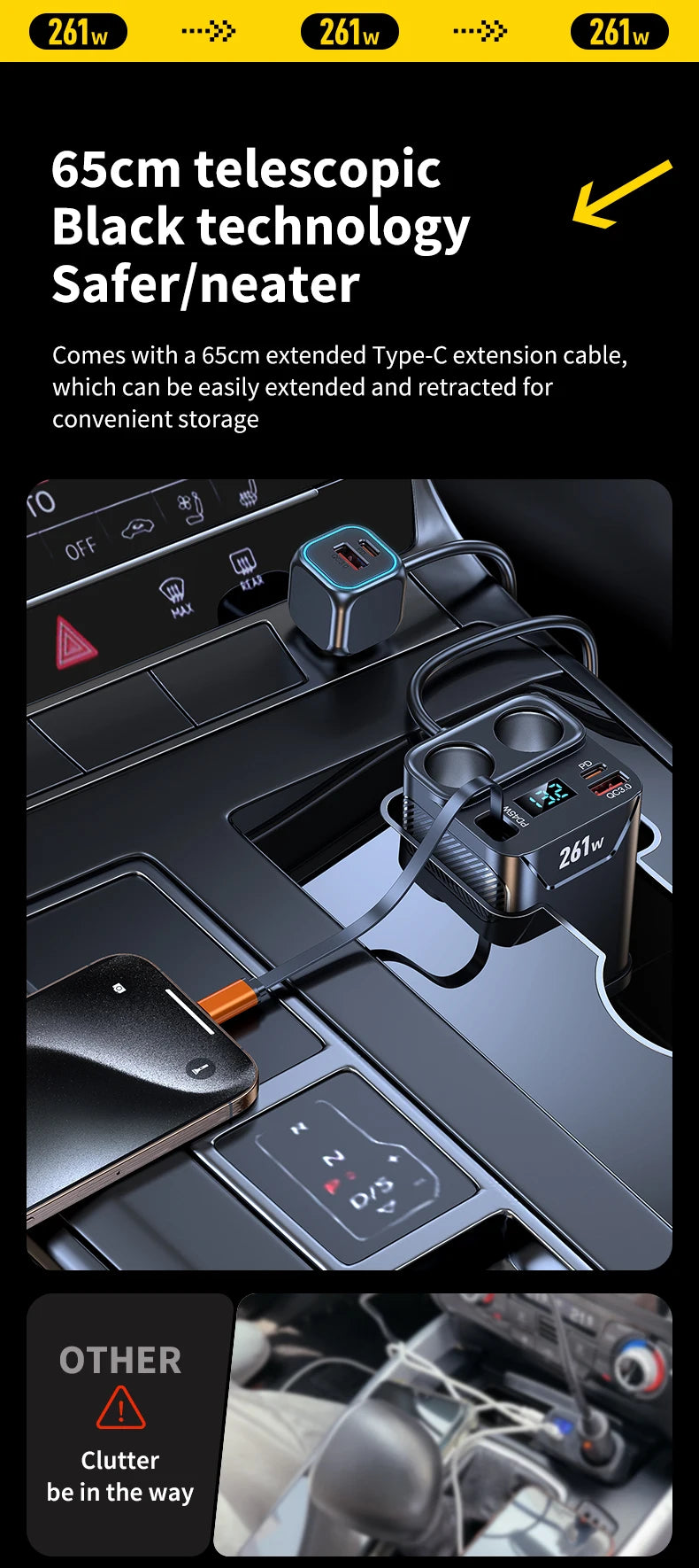 7-in-1 Cup-Holder Car Charger Adapter