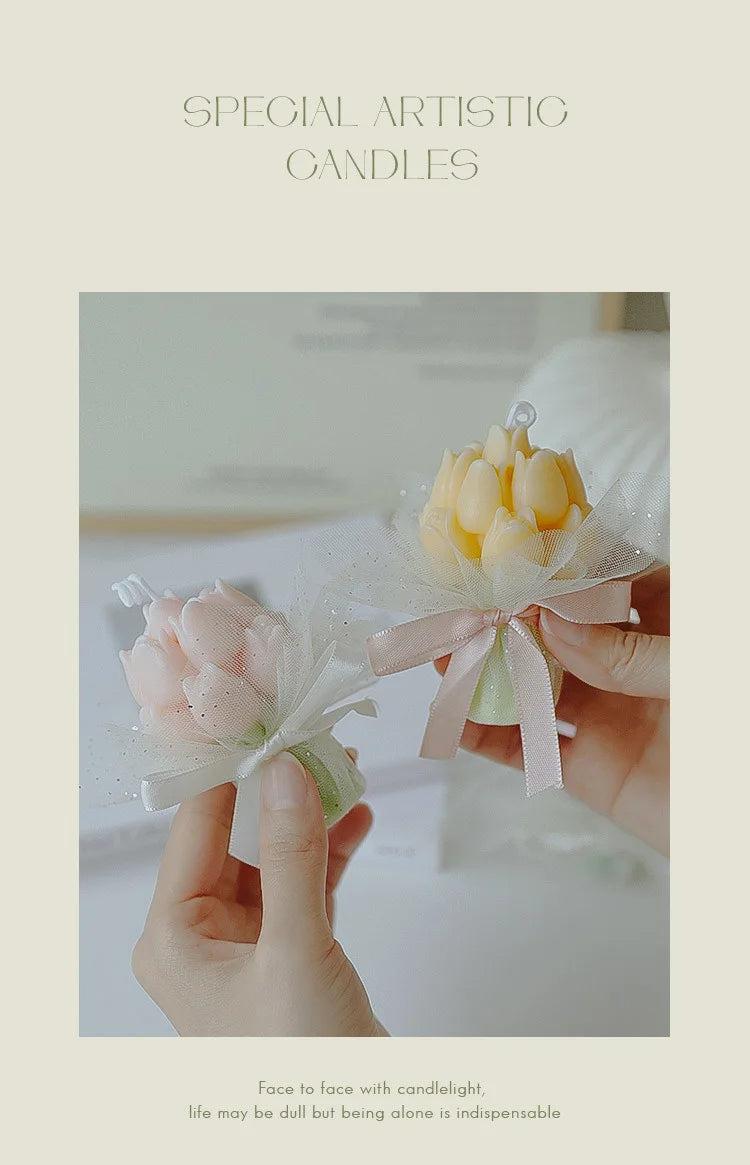 Handmade Tulip Bouquet Candle Scented Candle Aromatherapy Soy Wax Candle Wedding Birthday Candles Party Home Decoration