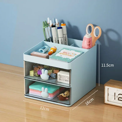 Small Desk Organizer With Drawer, Office Desktop Storage Box, Makeup Organizer, Business Card/Pen/Pencil/Mobile Phone/Stationery