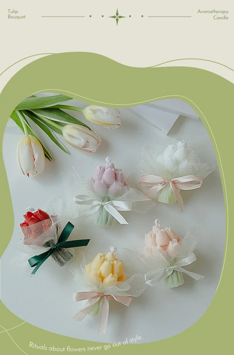 Handmade Tulip Bouquet Candle Scented Candle Aromatherapy Soy Wax Candle Wedding Birthday Candles Party Home Decoration