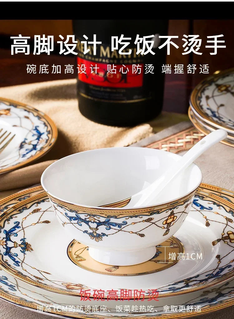 Floral Bone China Dinnerware Set, 56 or 60 Pieces