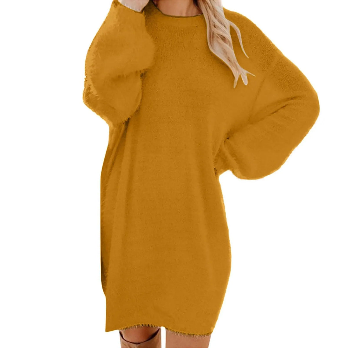 Women's Crewneck Knee-Length Sweater Dress