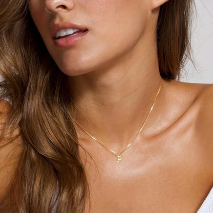 Initial Letter Necklace – Gold-Tone Stainless Steel A–Z Pendant
