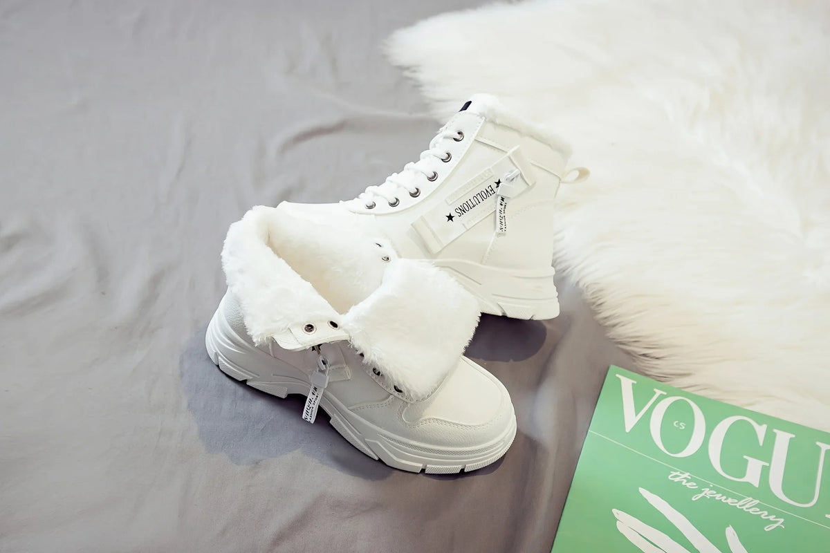Winter Women Snow Boots Anti‑Slip Warm Fur Lined Martin Boots Casual Ankle Booties Fashion Outdoor Daily Wear Shoes