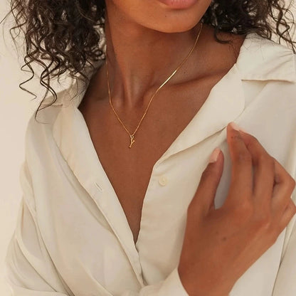 Initial Letter Necklace – Gold-Tone Stainless Steel A–Z Pendant