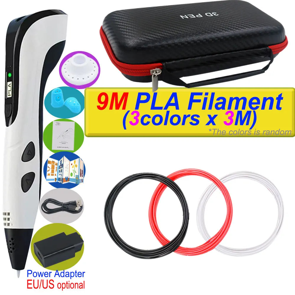 Penna 3D per bambini – Display LCD, velocità regolabile e kit con filamento PLA e custodia