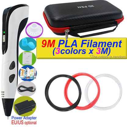 Penna 3D per bambini – Display LCD, velocità regolabile e kit con filamento PLA e custodia
