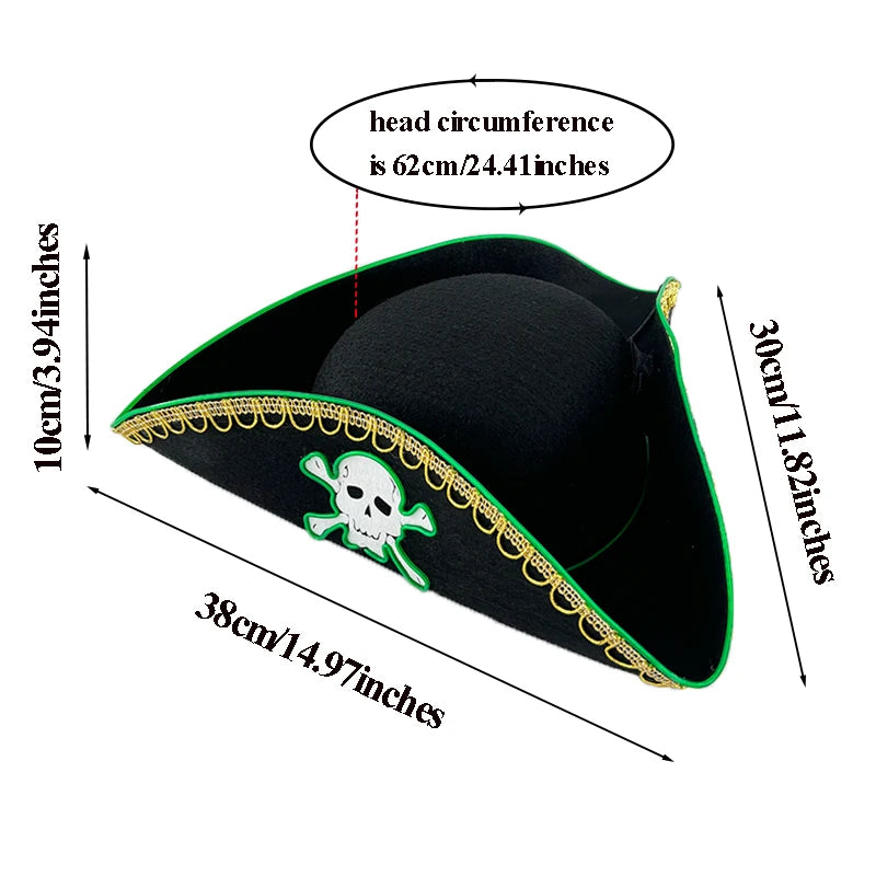 LED Light-Up Pirate Captain Hat - Glowing Tricorn Costume Hat for Halloween & Parties