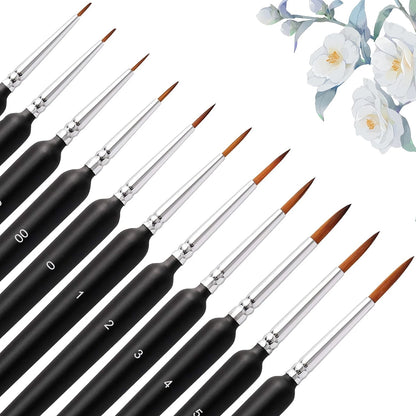 Miniature Detail Paint Brush Set – 10 or 11 Fine-Tip Brushes