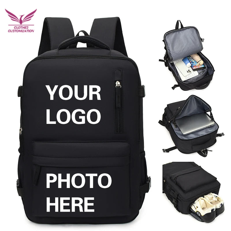Custom Photo & Name Laptop Backpack - Personalised Large Capacity Travel Bag