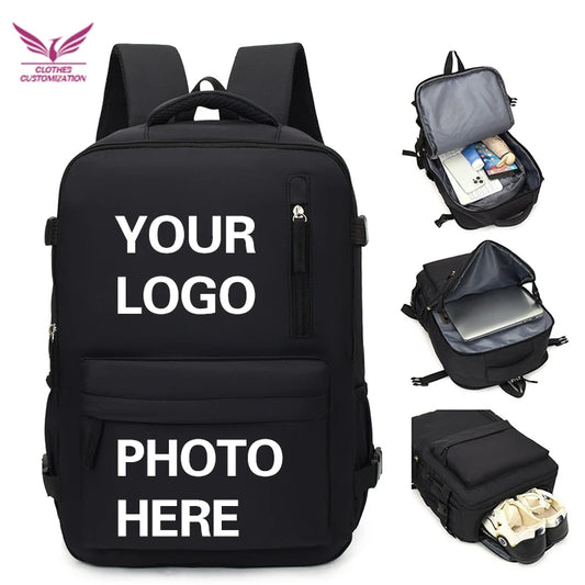 Custom Photo & Name Laptop Backpack - Personalised Large Capacity Travel Bag