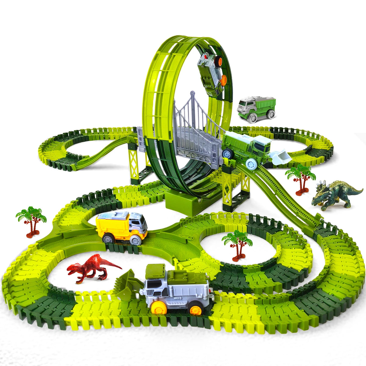 Dinosaur Magic Race Track Set – Flexible Climbing Track with Cars