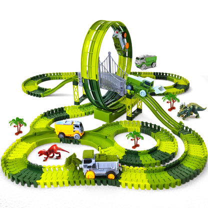 Dinosaur Magic Race Track Set – Flexible Climbing Track with Cars
