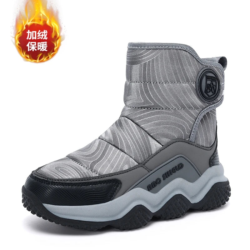Kids' Plush-Lined Hook-and-Loop Winter Shoes