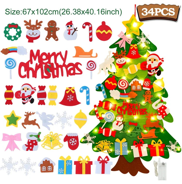 Sapin de Noël en feutrine à faire soi-même pour enfants – Sapin mural avec décorations à coller