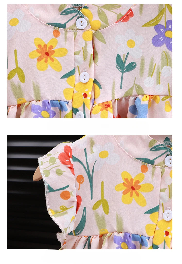 Girls' Breathable A-Line Beach Dress - Soft Summer Holiday Dress, Sizes 80-140cm
