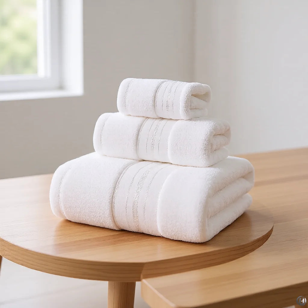 600 GSM Cotton Towel Set – 3 Pieces, Zero-Twist & Fluffy