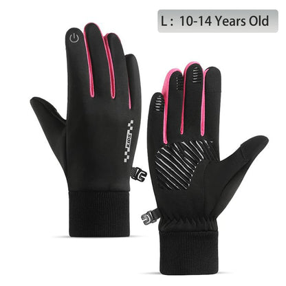 Fleecegefütterte Winter-Touchscreen-Handschuhe für Kinder – Rutschfest (Alter 5–14)