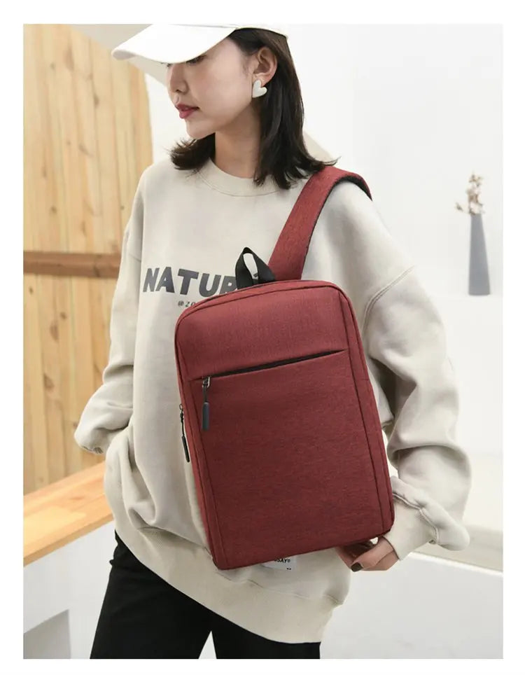 Minimalist Commuter Laptop Backpack - Solid Colour Large Capacity Business Bag