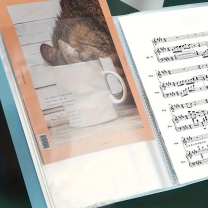 1 Carpeta de plástico transparente A4, bolsa para datos de varias páginas, estuche para documentos de oficina y estudio, resistente, con separadores, para archivo