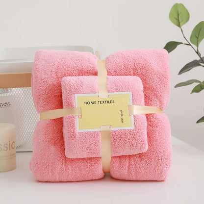 2-teiliges Korallenfleece-Badetuch-Set – Badetuch & Handtuch