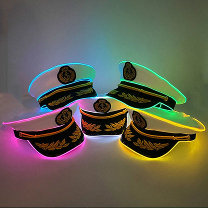 Leuchtende LED-Piratenkapitänmütze – leuchtender Dreispitz-Kostümhut für Halloween & Partys