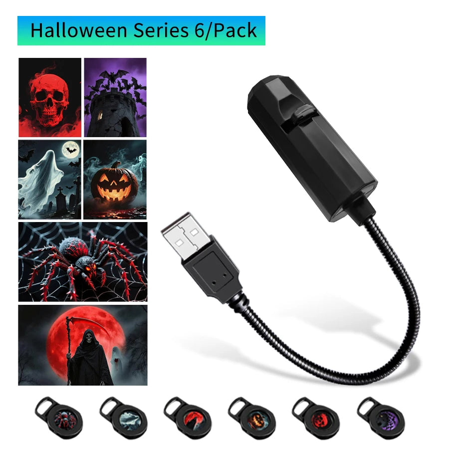 USB Projector Night Light – Christmas, Halloween & Planet Film Discs