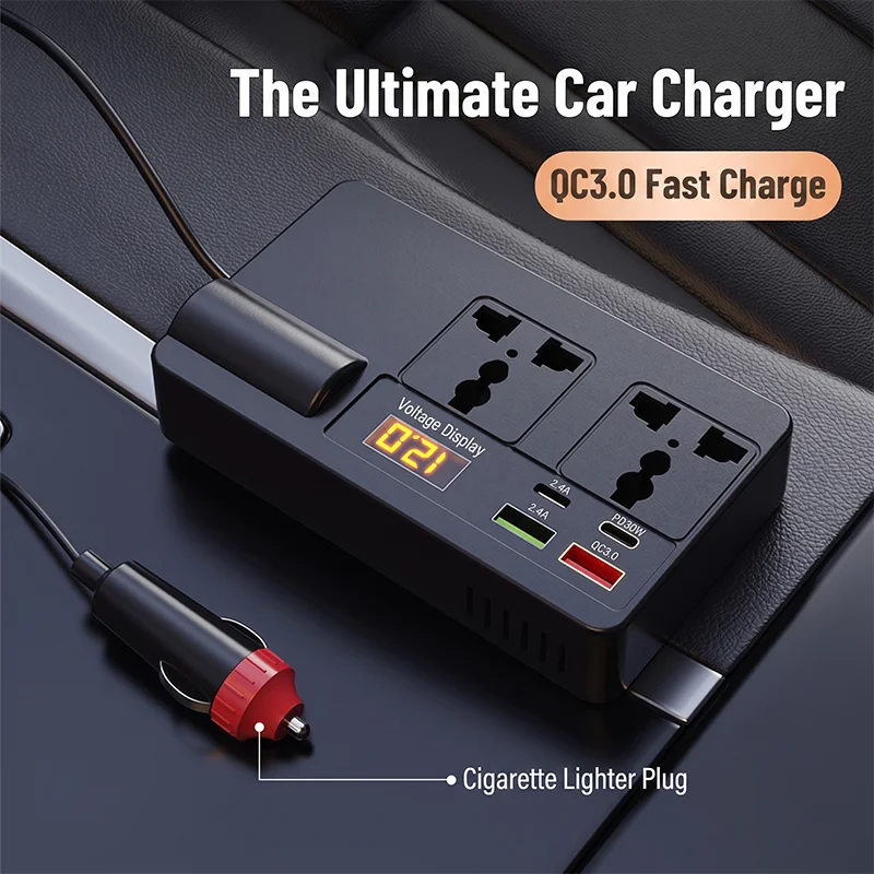 200W 12V to 220V Car Power Inverter