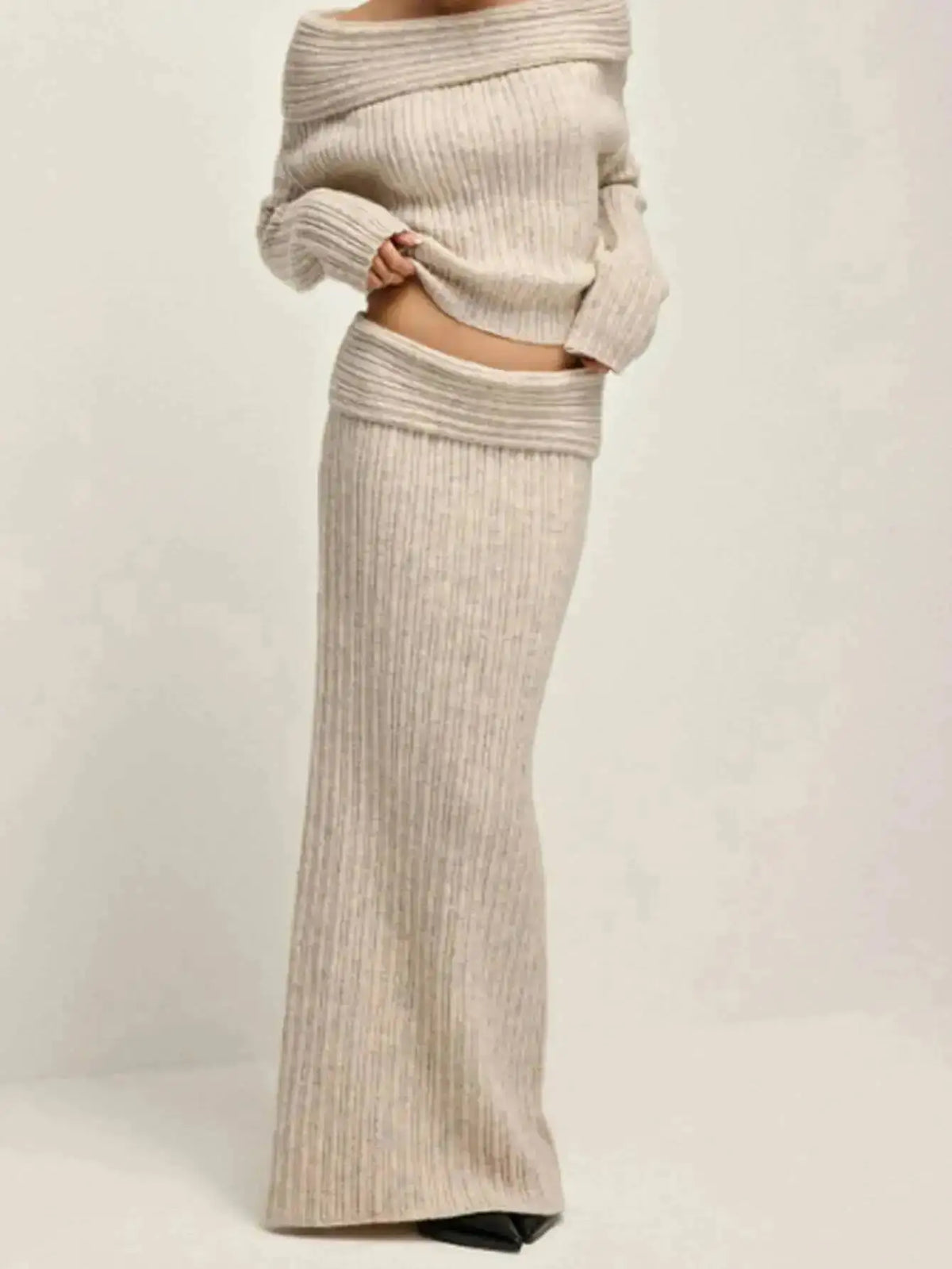 Women's Off-Shoulder Long-Sleeve Knit Dress