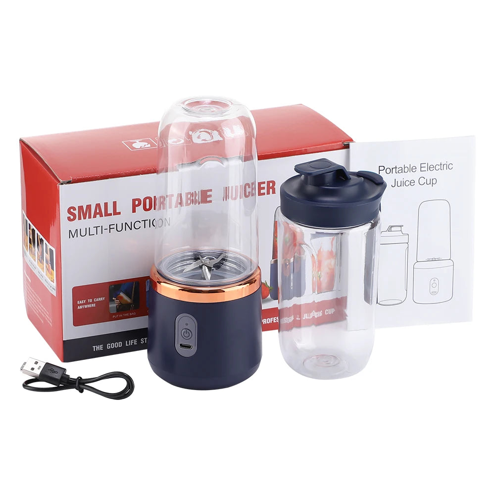 Portable Blender – USB-C Rechargeable 6-Blade Smoothie Maker with 2 Travel Cups