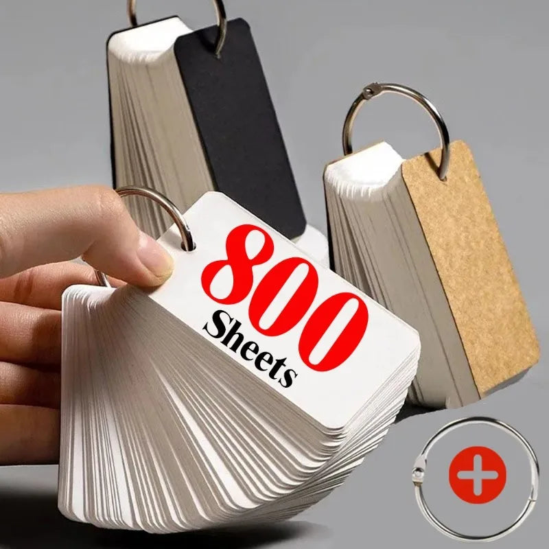Kraft Paper Blank Flashcards with Binder Rings Spiral Notepads Detachable Kids Mini Notebooks Study Cards Book Kawaii Stationery