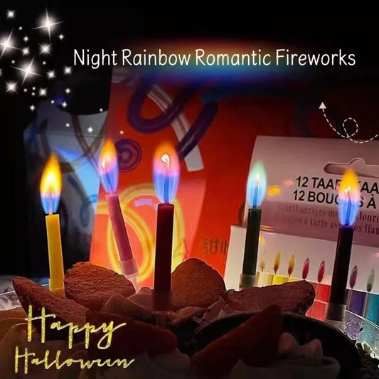 Colorful Flame Candles, Birthday Party Supplies, Wedding Candles, Safety Flames, Dessert Cake Candle Decorations, 6/12/18 Pieces