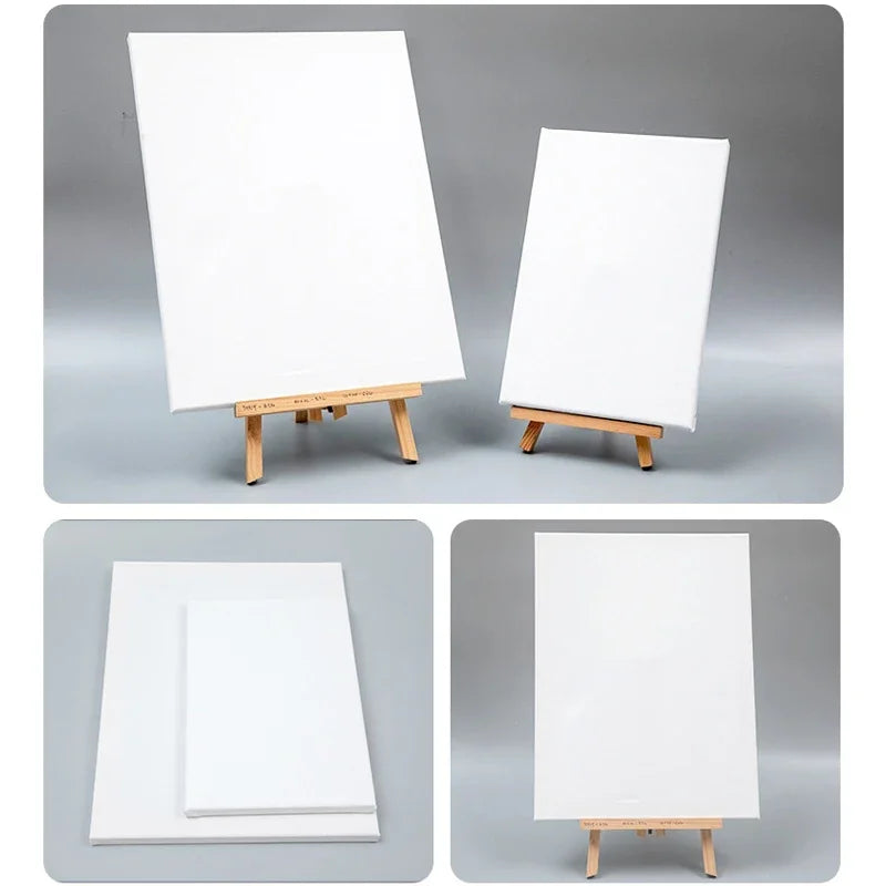 5-Pack White Blank Artist Canvas Boards – Wooden Frame Cotton Canvases for Oil, Acrylic & Watercolour Painting