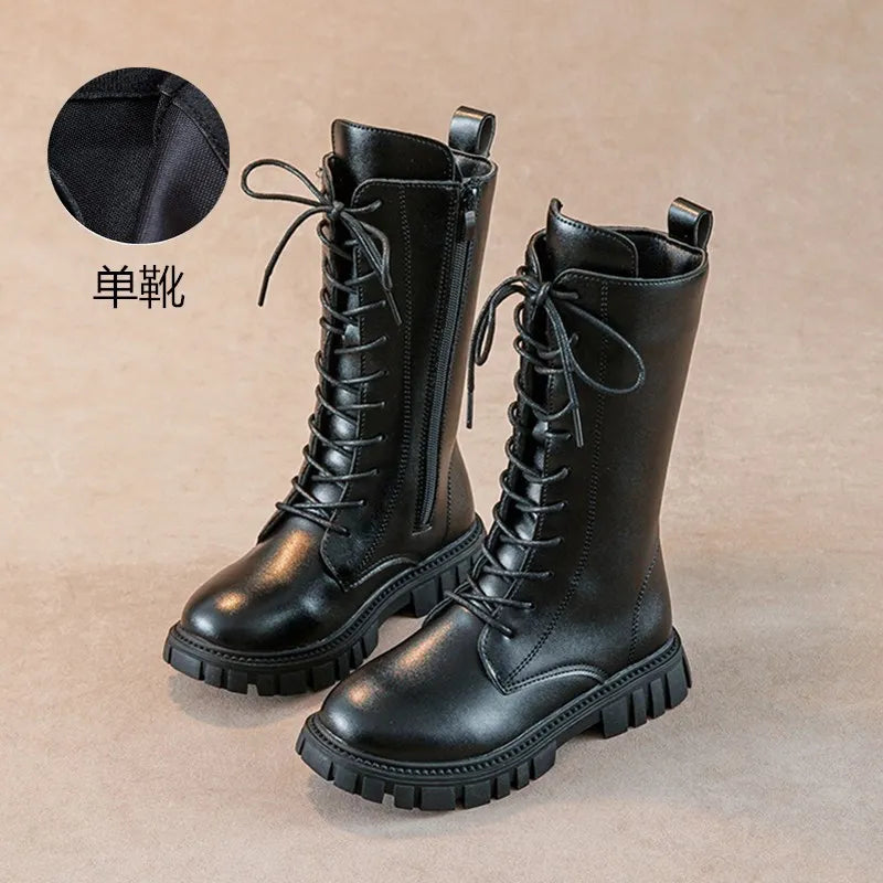 Girls' Lace-Up Square-Heel Ankle Boots