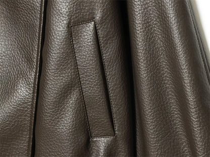 Chaqueta de cuero sintético con cremallera para mujer Guobioziy