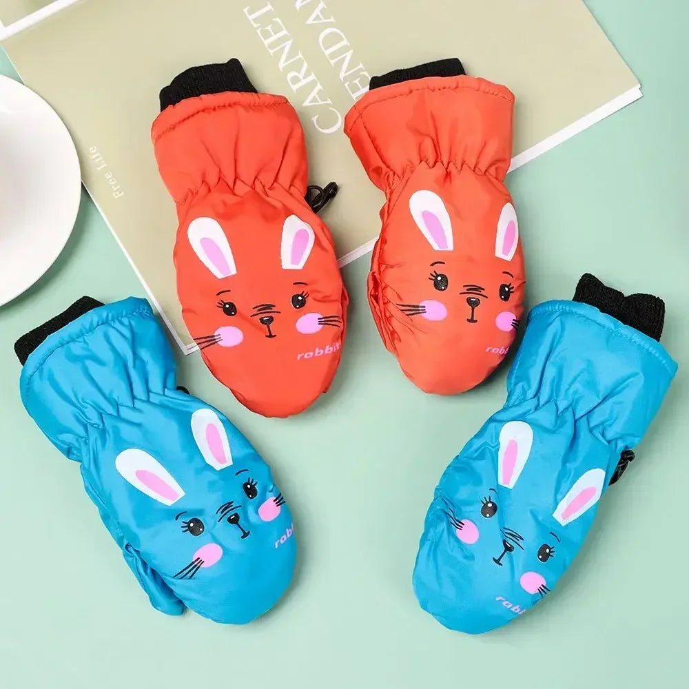 Kids' Bunny Ski Gloves – Windproof Non-Slip Winter Gloves