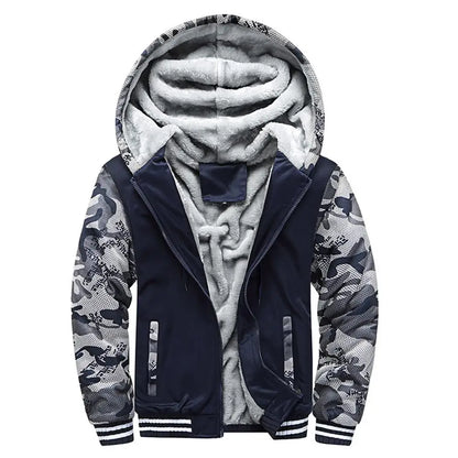 WHWR Giacca con cappuccio e zip mimetica da uomo