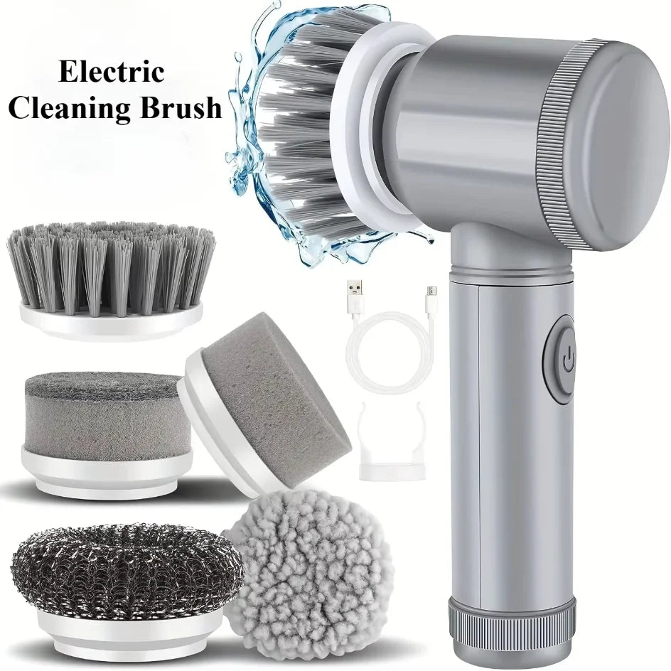 Electric Spin Scrubber – Cordless Rechargeable Cleaning Brush with Replaceable Heads